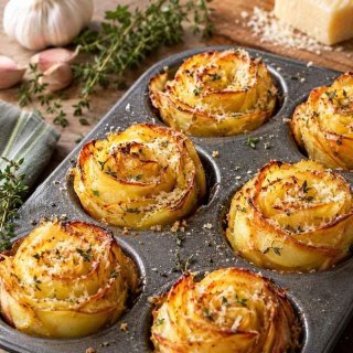 Kartoffelröschen mit Speck und Parmesan