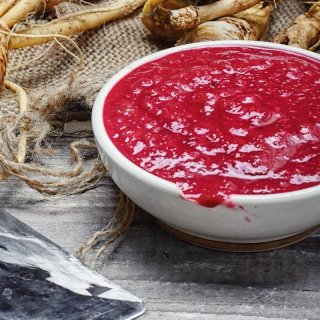 Rote Bete, gebraten mit Meerrettich-Creme
