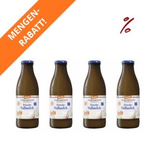 4x Frischmilch 3,8% Glasflasche