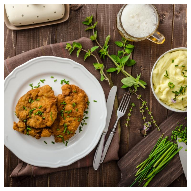 Veggie-Kohlrabi-Schnitzel mit Knoblauch-Dip