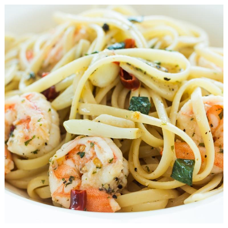 Spaghetti mit Scampi & Lauch
