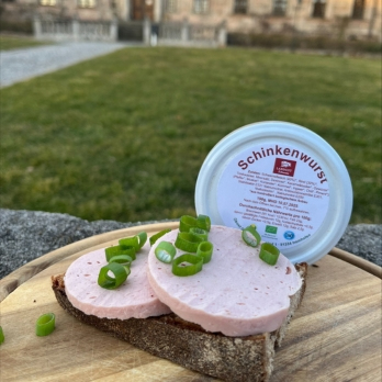 Schinkenwurst MHD 22.6. im Glas Landgut Schwein