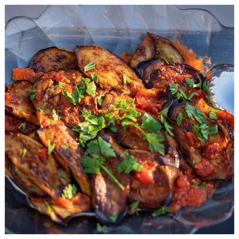 Auberginen aus der Pfanne