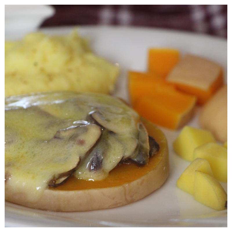 Butternutkürbis Schweizer Art mit Kartoffelpüree