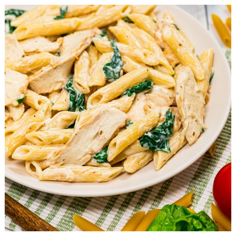 Penne mit Spinat und Gorgonzola