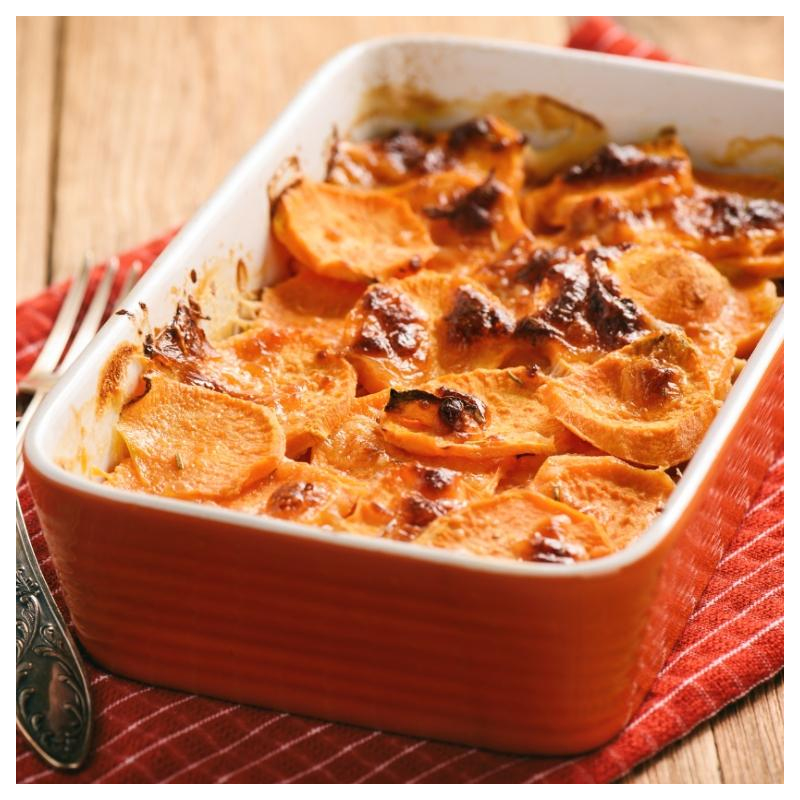 Rote Bete-Süßkartoffel-Gratin mit Ingwer