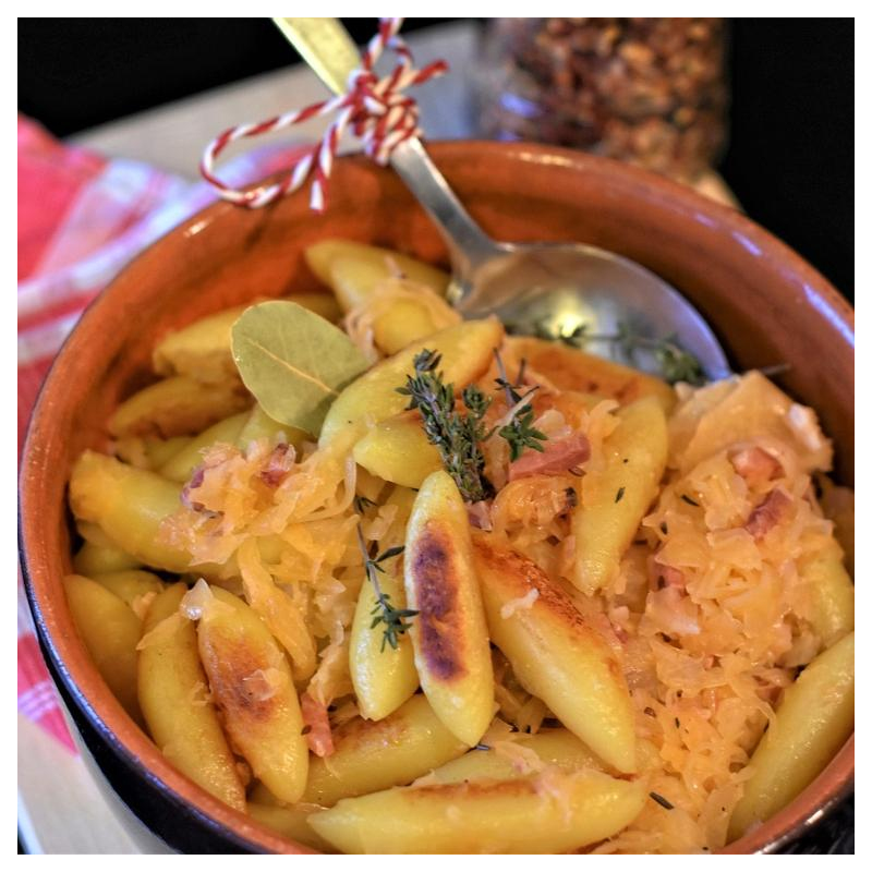 Weißkraut-Schupfnudel-Pfanne mit Pilzen