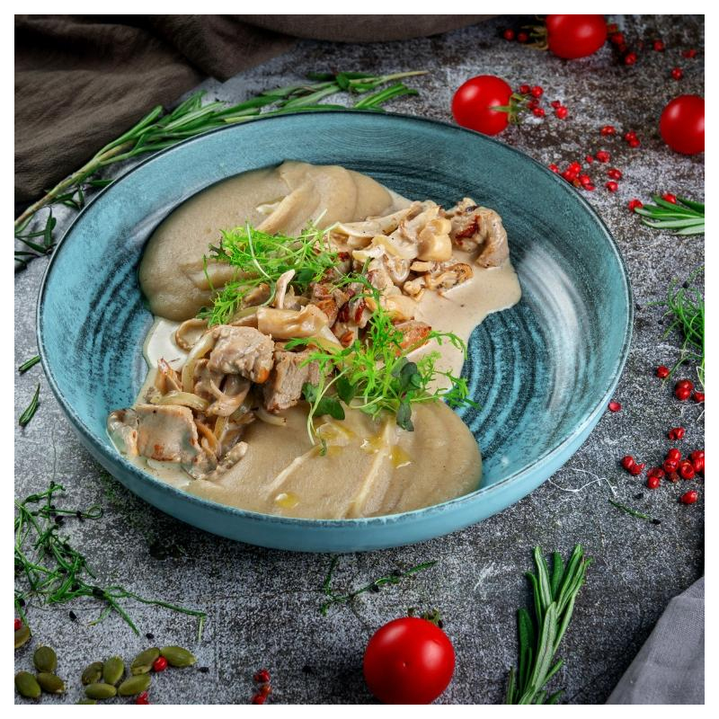 Selleriepüree mit pikanten Austernpilzen