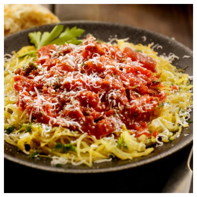 Spaghettikürbis mit Tomatensauce