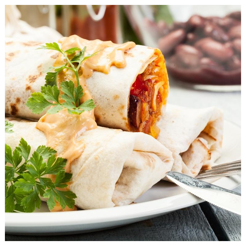 Überbackene Tortillas mit pikanter Füllung