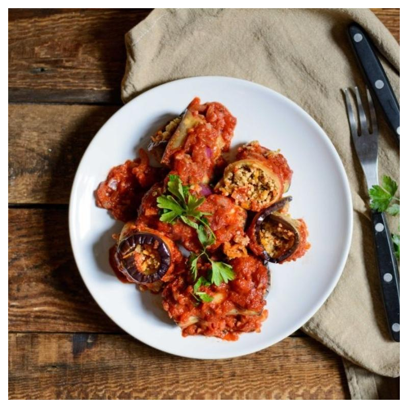 Vegan gefüllte Aubergine