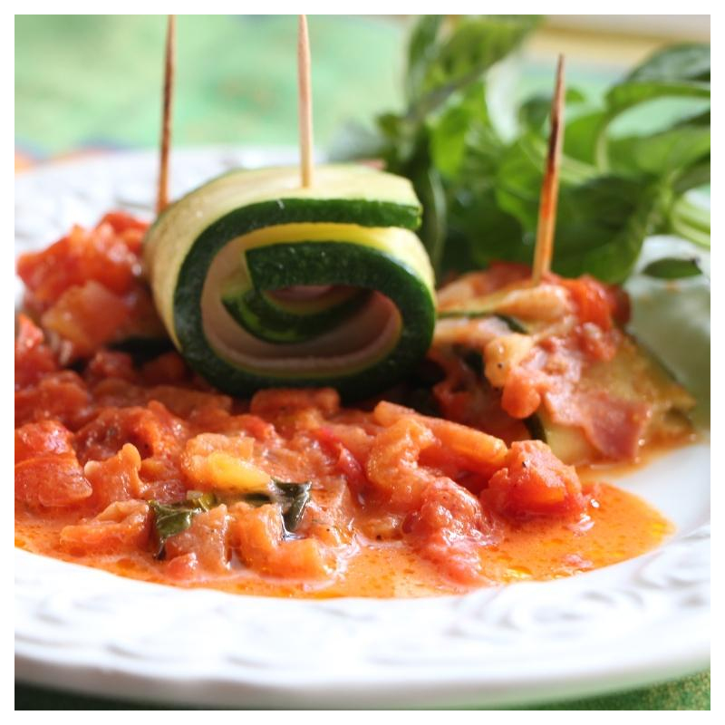 Zucchiniröllchen überbacken